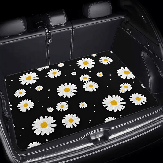 HOMPOOLL 1pc White Daisy Print Multi-Functional Car Trunk Storage Mat, Simple Yet Elegant, Enhances Interior Space, Suitable For Most Car Models.