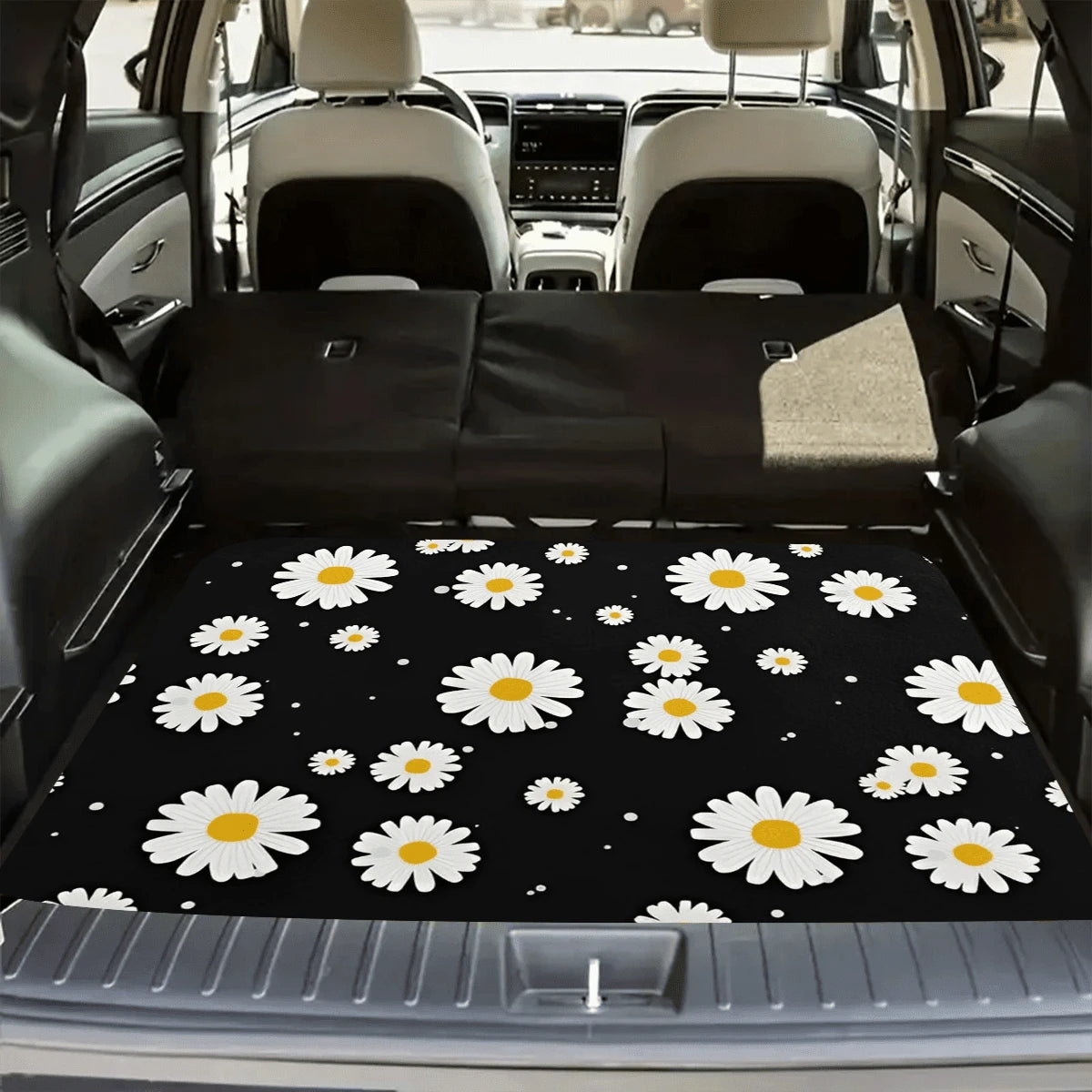 HOMPOOLL 1pc White Daisy Print Multi-Functional Car Trunk Storage Mat, Simple Yet Elegant, Enhances Interior Space, Suitable For Most Car Models.