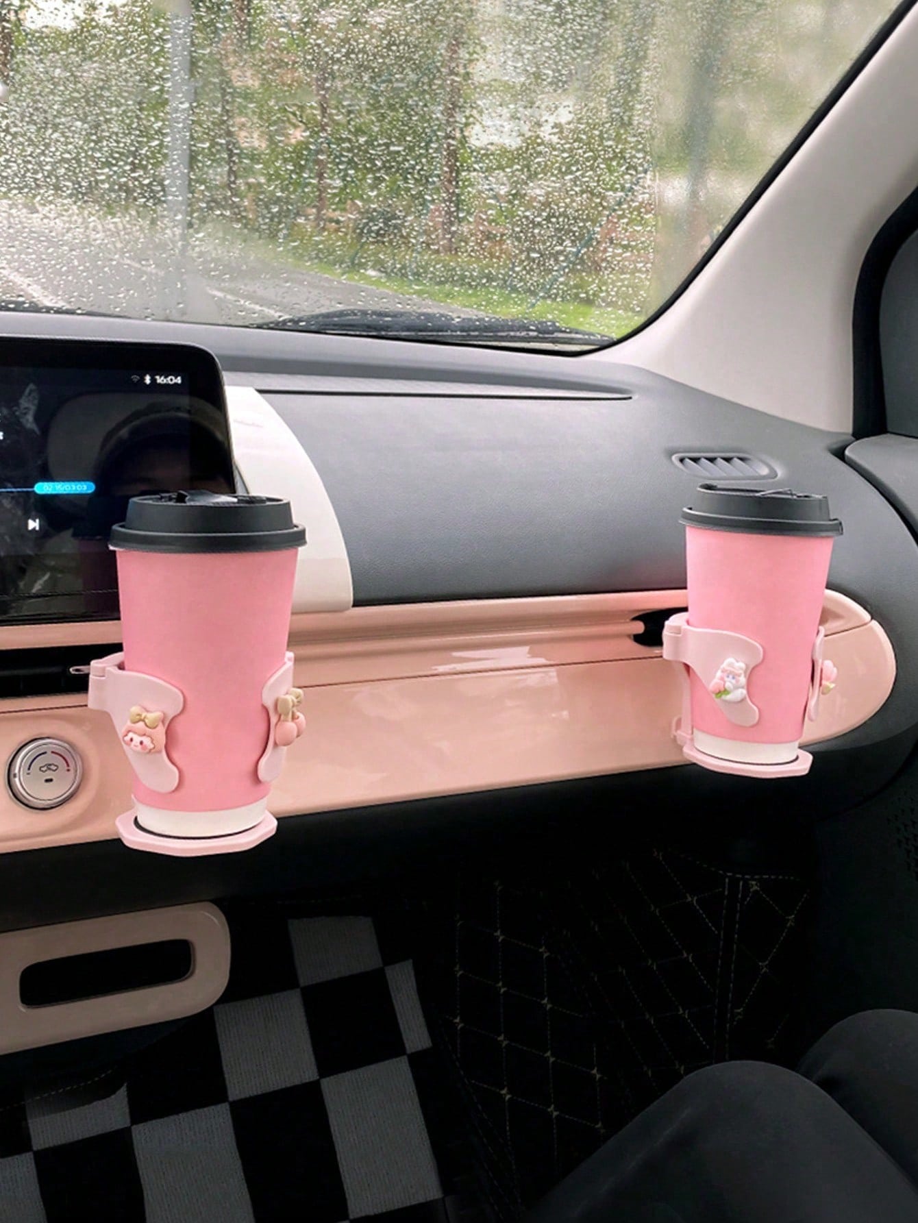 [Hot] Cute Cartoon Car Cup Holder, Car Air Vent Drink Cup Holder Clip, Portable Ashtray Holder Anti-Slip Anti-Shake, Multi-Function Air Vent Fixed Base Storage Tray