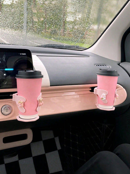 [Hot] Cute Cartoon Car Cup Holder, Car Air Vent Drink Cup Holder Clip, Portable Ashtray Holder Anti-Slip Anti-Shake, Multi-Function Air Vent Fixed Base Storage Tray