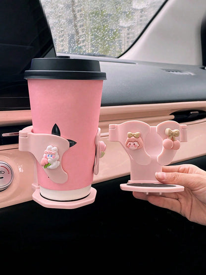 [Hot] Cute Cartoon Car Cup Holder, Car Air Vent Drink Cup Holder Clip, Portable Ashtray Holder Anti-Slip Anti-Shake, Multi-Function Air Vent Fixed Base Storage Tray