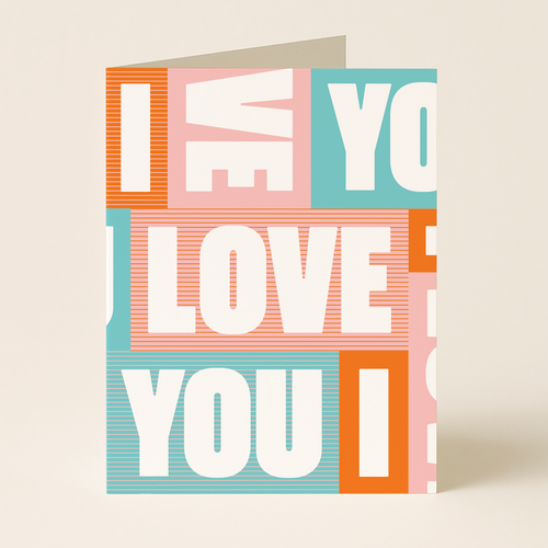 I Love You Blocky Text Greeting Card