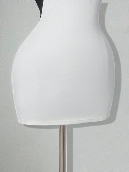 ICON Solid Color Criss-Cross Backless Sexy Casual Mini Dress White Bodycon Dress White Club Night Dress,White Dresses Classy Elegant,Party Dress Summer