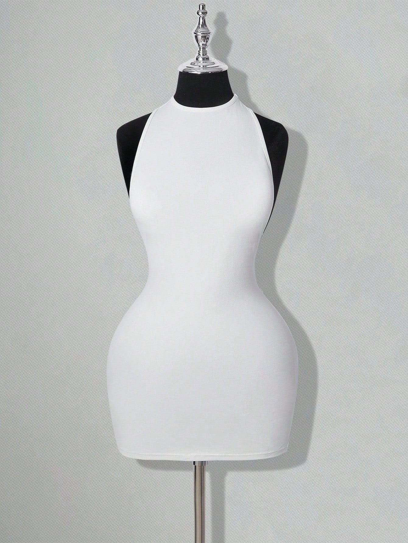 ICON Solid Color Criss-Cross Backless Sexy Casual Mini Dress White Bodycon Dress White Club Night Dress,White Dresses Classy Elegant,Party Dress Summer