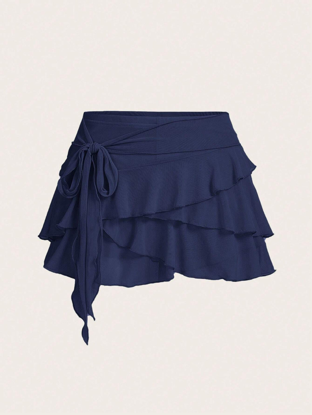 ICON Women's Multi-Layer Ruffle Trim Low Rise Y2K Mini Black Skirt