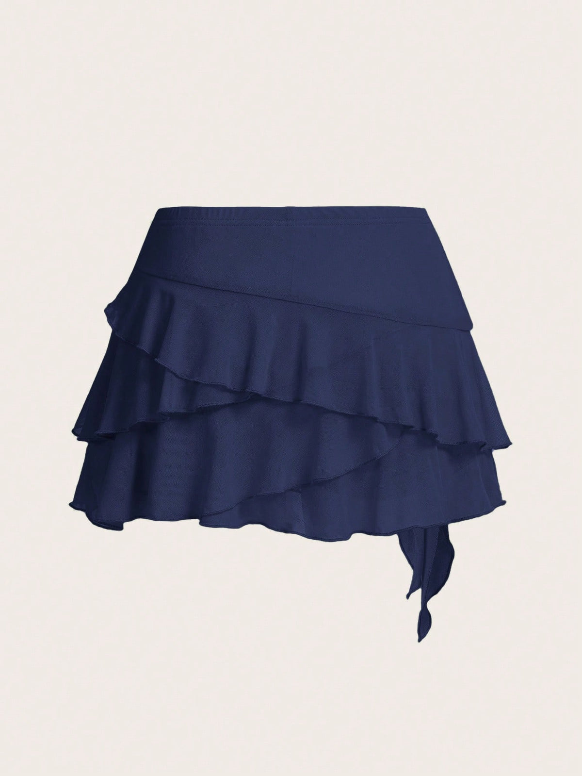 ICON Women's Multi-Layer Ruffle Trim Low Rise Y2K Mini Black Skirt