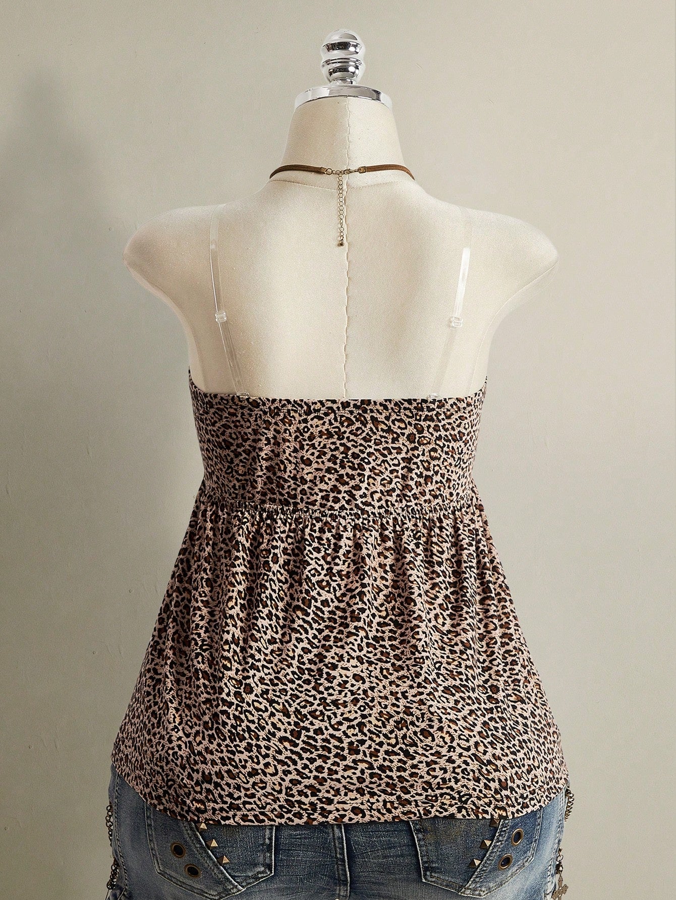 ICON Women's Plus Size Retro 1950s Vintage Sexy Individual Casual Y2K Urban Modern Leopard Print Bandeau Knit Top Date Night Rave Beige Summer