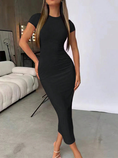 INAWLY Women's Solid Color Slim Fit Long Dress