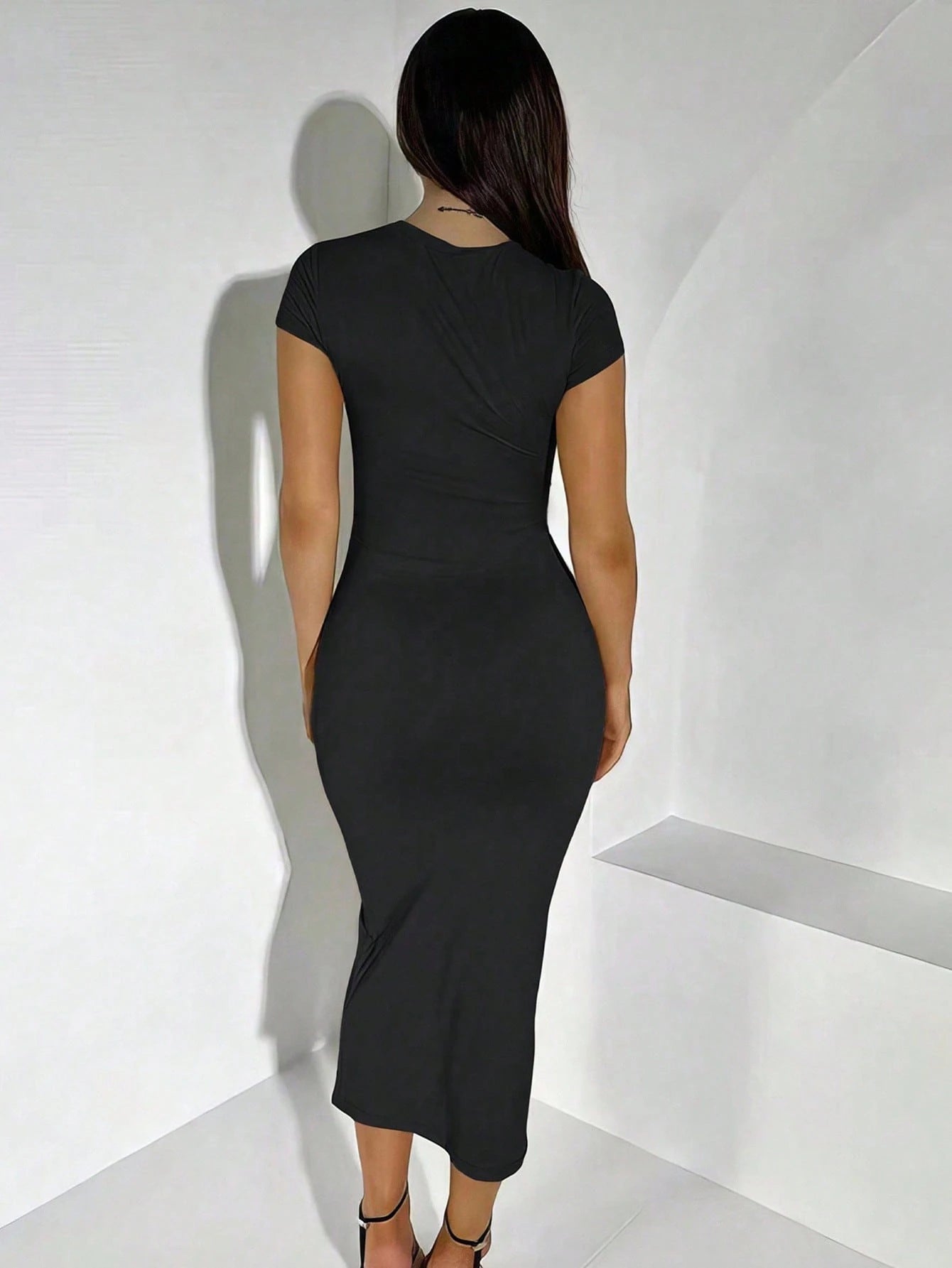 INAWLY Women's Solid Color Slim Fit Long Dress