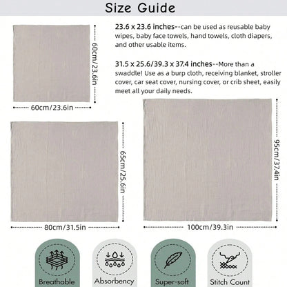 Infant Muslin Swaddle Blanket, Unisex Soft Wrap, Multi-Functional Towel Cloth, Burp Cloth, Bib, Diaper, Stroller And Car Seat Cover- Breathable Comfortable Baby Gift, Suitable For Boys And Girls