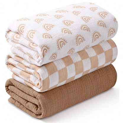 Infant Muslin Swaddle Blanket, Unisex Soft Wrap, Multi-Functional Towel Cloth, Burp Cloth, Bib, Diaper, Stroller And Car Seat Cover- Breathable Comfortable Baby Gift, Suitable For Boys And Girls