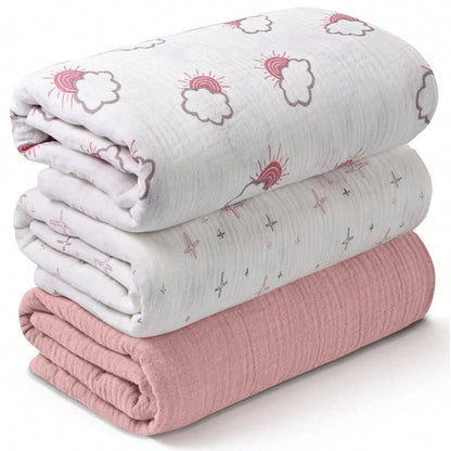 Infant Muslin Swaddle Blanket, Unisex Soft Wrap, Multi-Functional Towel Cloth, Burp Cloth, Bib, Diaper, Stroller And Car Seat Cover- Breathable Comfortable Baby Gift, Suitable For Boys And Girls