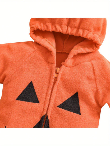 Infant Newborn Baby Boys Girls Halloween Pumpkin Costumes Romper Long Sleeve Hooded Jumpsuit Halloween Outfits