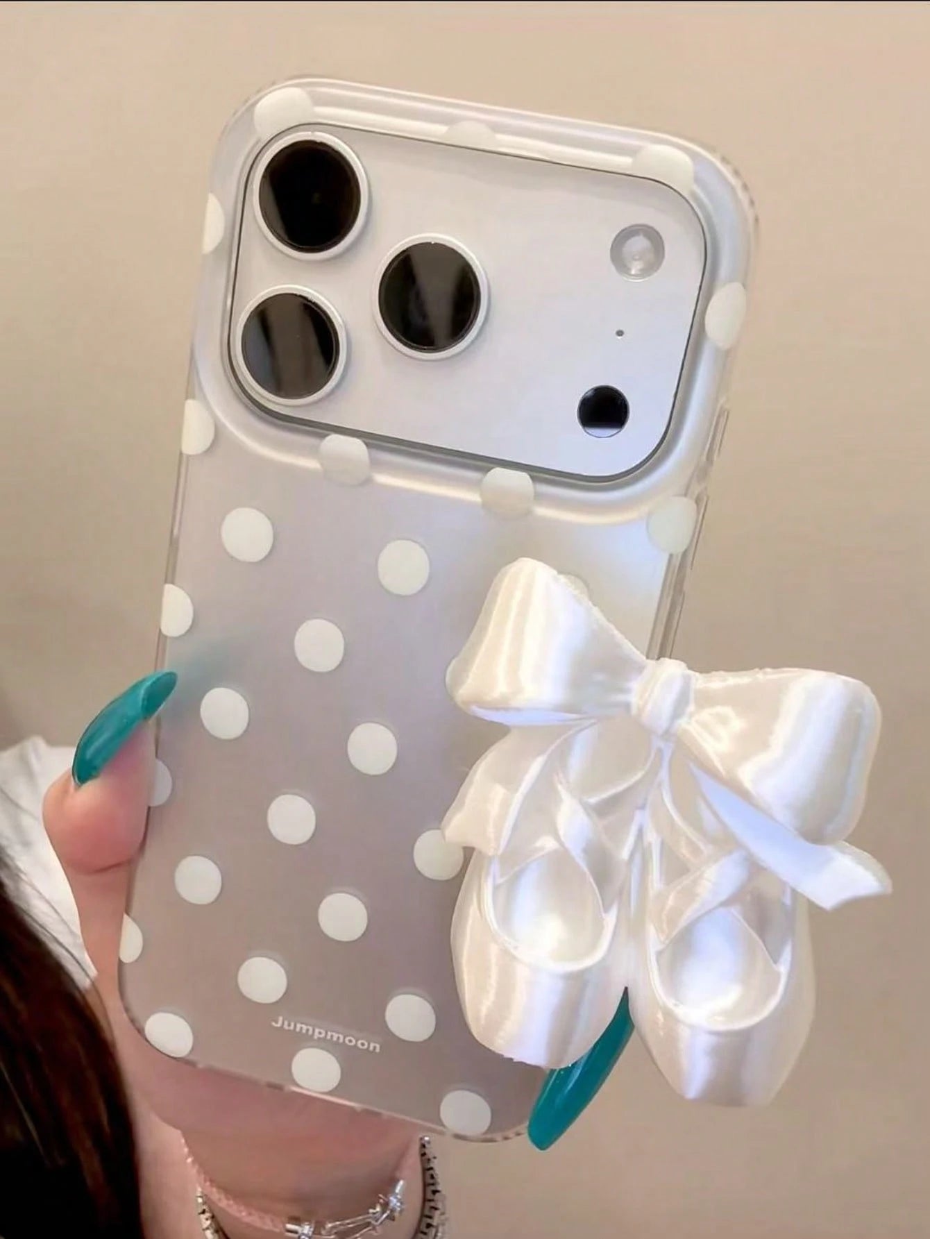 Ins Style Color Block Polka Dot Ballet Stand Phone Case For IPhone 15, 17 Pro, 17 Pro Max, 16 Pro Max, Full Coverage Soft Protective Cover For 17 New Model, 15 Pro