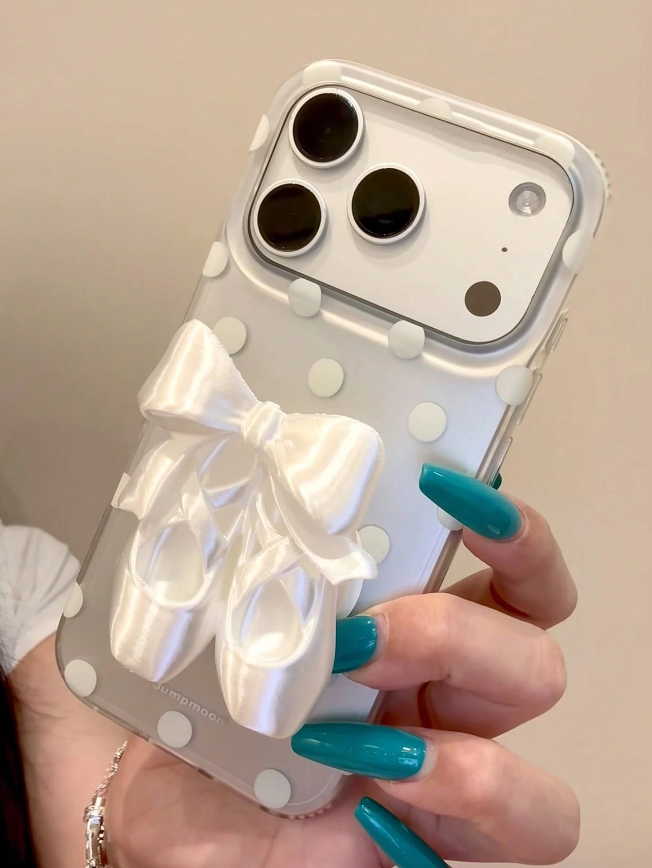 Ins Style Color Block Polka Dot Ballet Stand Phone Case For IPhone 15, 17 Pro, 17 Pro Max, 16 Pro Max, Full Coverage Soft Protective Cover For 17 New Model, 15 Pro