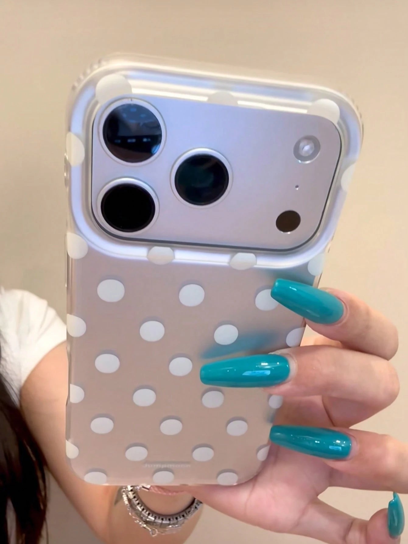 Ins Style Color Block Polka Dot Ballet Stand Phone Case For IPhone 15, 17 Pro, 17 Pro Max, 16 Pro Max, Full Coverage Soft Protective Cover For 17 New Model, 15 Pro