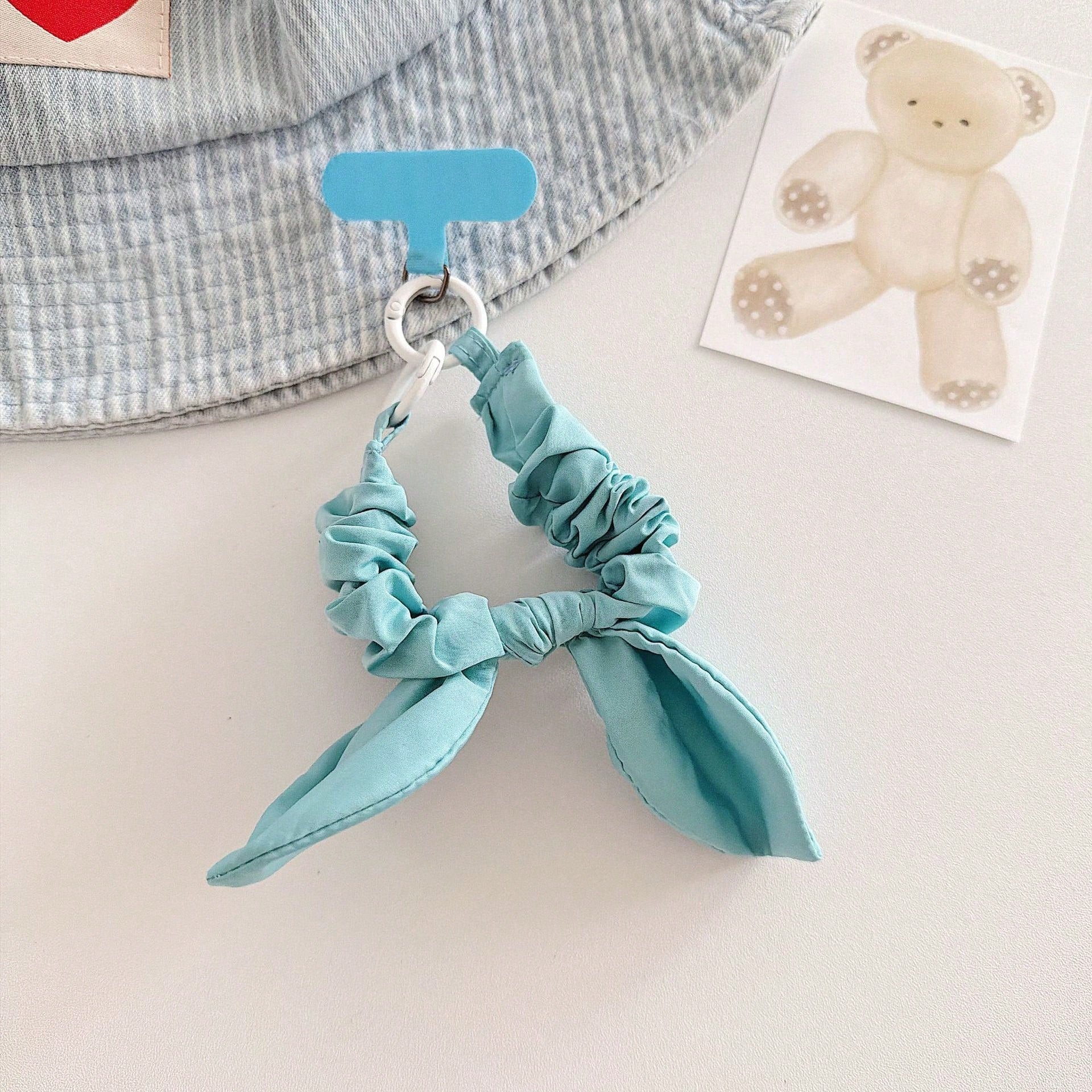 Ins Style Polka Dot Plaid Bow Elastic Fabric Scrunchie Solid Color Wrist Strap Creative Anti-Loss Phone Lanyard Short Phone Strap, CCD Camera Wrist Strap, Fashion Versatile Universal Phone Lanyard, Su