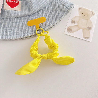 Ins Style Polka Dot Plaid Bow Elastic Fabric Scrunchie Solid Color Wrist Strap Creative Anti-Loss Phone Lanyard Short Phone Strap, CCD Camera Wrist Strap, Fashion Versatile Universal Phone Lanyard, Su