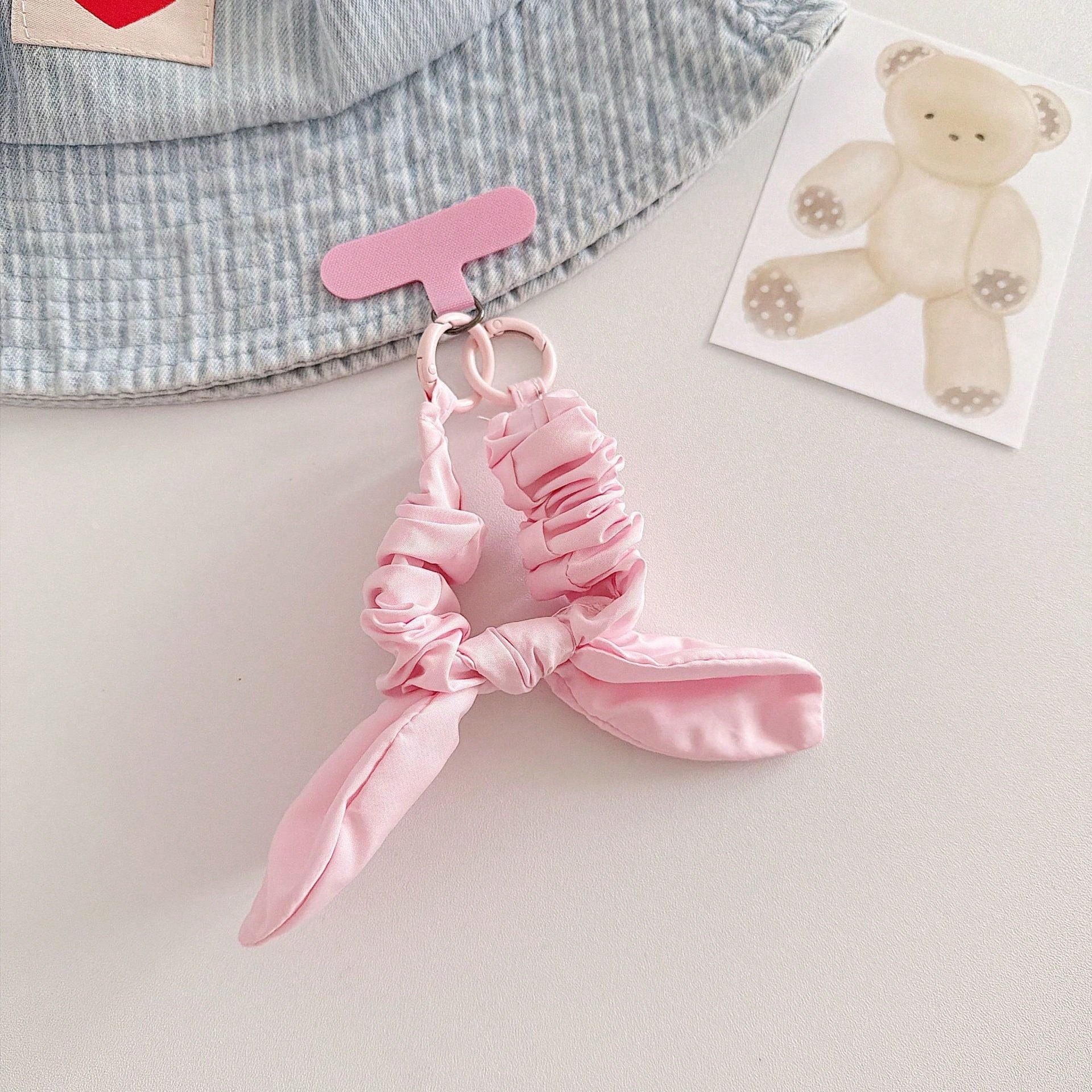 Ins Style Polka Dot Plaid Bow Elastic Fabric Scrunchie Solid Color Wrist Strap Creative Anti-Loss Phone Lanyard Short Phone Strap, CCD Camera Wrist Strap, Fashion Versatile Universal Phone Lanyard, Su