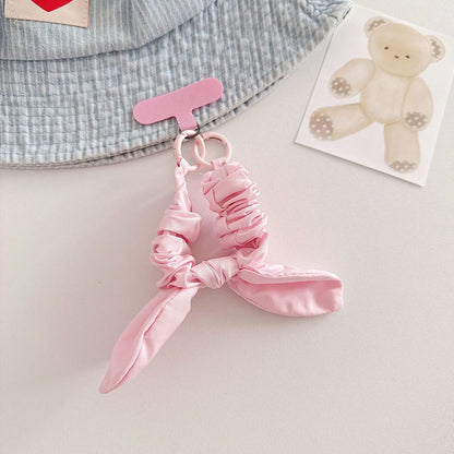 Ins Style Polka Dot Plaid Bow Elastic Fabric Scrunchie Solid Color Wrist Strap Creative Anti-Loss Phone Lanyard Short Phone Strap, CCD Camera Wrist Strap, Fashion Versatile Universal Phone Lanyard, Su