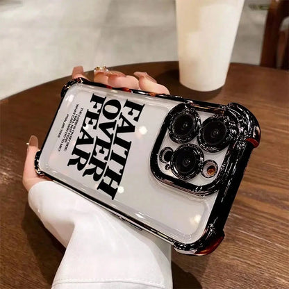 Inspirational Faith Over Fear Phone Case For IPhone 16 15 14 13 12 11 Pro Max X XR XS MAX 8 7 Plus Shockproof Transparent Soft Back Cover,Suitable For IPhone 17 Air