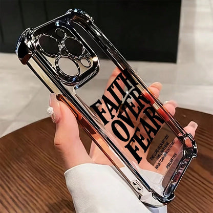 Inspirational Faith Over Fear Phone Case For IPhone 16 15 14 13 12 11 Pro Max X XR XS MAX 8 7 Plus Shockproof Transparent Soft Back Cover,Suitable For IPhone 17 Air