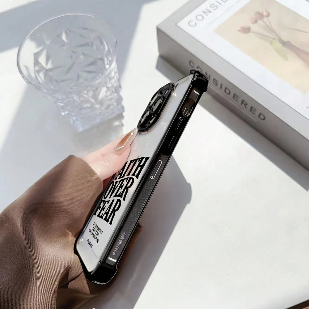 Inspirational Faith Over Fear Phone Case For IPhone 16 15 14 13 12 11 Pro Max X XR XS MAX 8 7 Plus Shockproof Transparent Soft Back Cover,Suitable For IPhone 17 Air