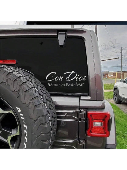 Inspirational "With God, Anything Is Possible" Spanish Faith Stickers- For Cars, Motorcycles
