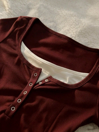 IslaSuriya 2 In 1 Wine Red Women Short Sleeve T-Shirt