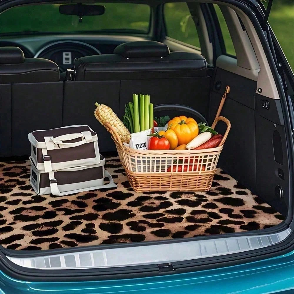 Item Picture 1pc Creative Highland Cow Car Trunk Mat Made Of Polyester Fiber Decorative Car Accessory Universal Type