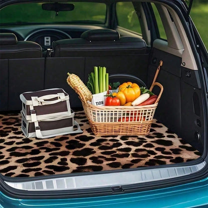 Item Picture 1pc Creative Highland Cow Car Trunk Mat Made Of Polyester Fiber Decorative Car Accessory Universal Type