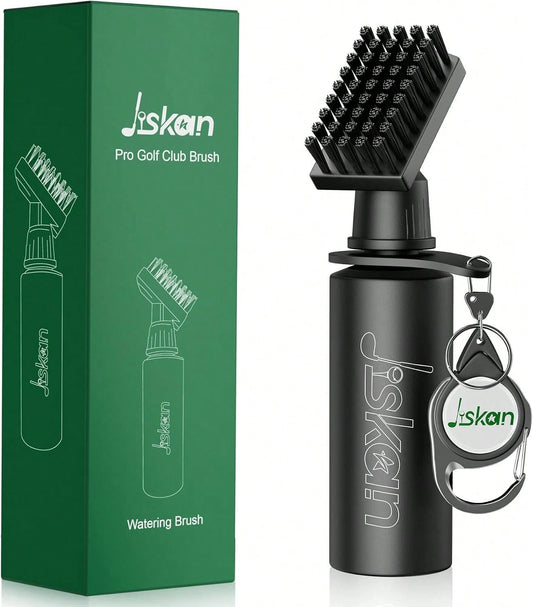 Jiskan Pro Golf Club Brush Cleaner With Retainer Clip And Squeeze Water Bottle 75 Inches Holds 4 Ounces Of Water, Essentials Golf Accessories For Men, Best Golf Gifts For Men