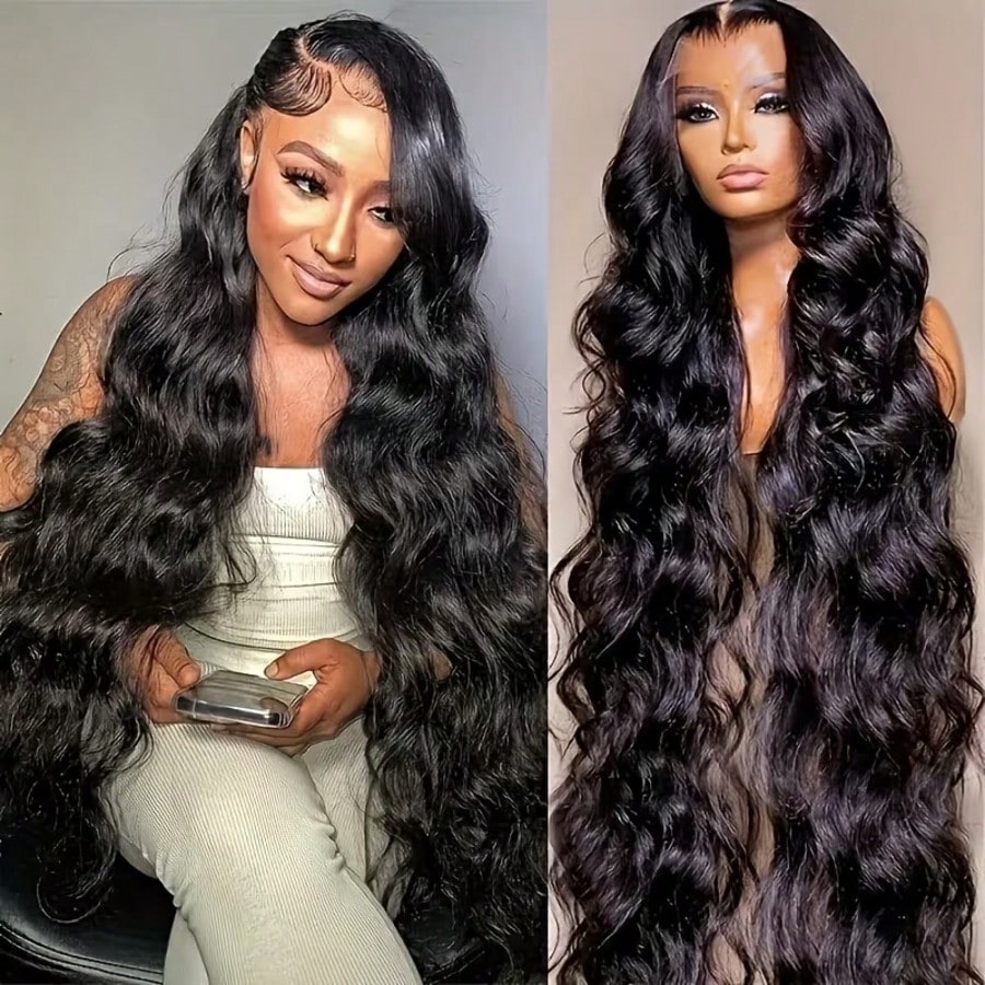 KGIFH 30 40 Inch 13x6 Body Wave Lace Front Wigs Human Hair 250% Density Body Wave Lace Frontal Wigs Pre Plucked 15A Brazilian Virgin HD Transparent Glueless Human Hair Wig For Women Ear To Ear Long Ha