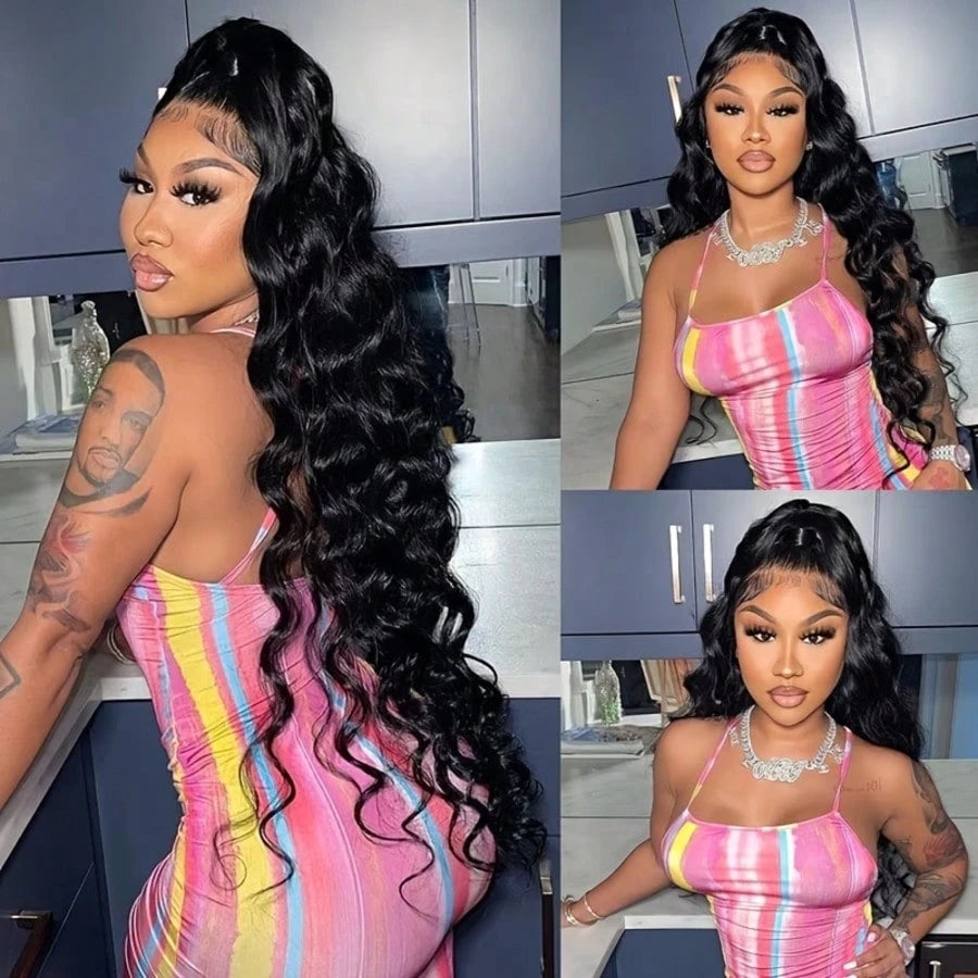KGIFH 30 40 Inch 13x6 Body Wave Lace Front Wigs Human Hair 250% Density Body Wave Lace Frontal Wigs Pre Plucked 15A Brazilian Virgin HD Transparent Glueless Human Hair Wig For Women Ear To Ear Long Ha