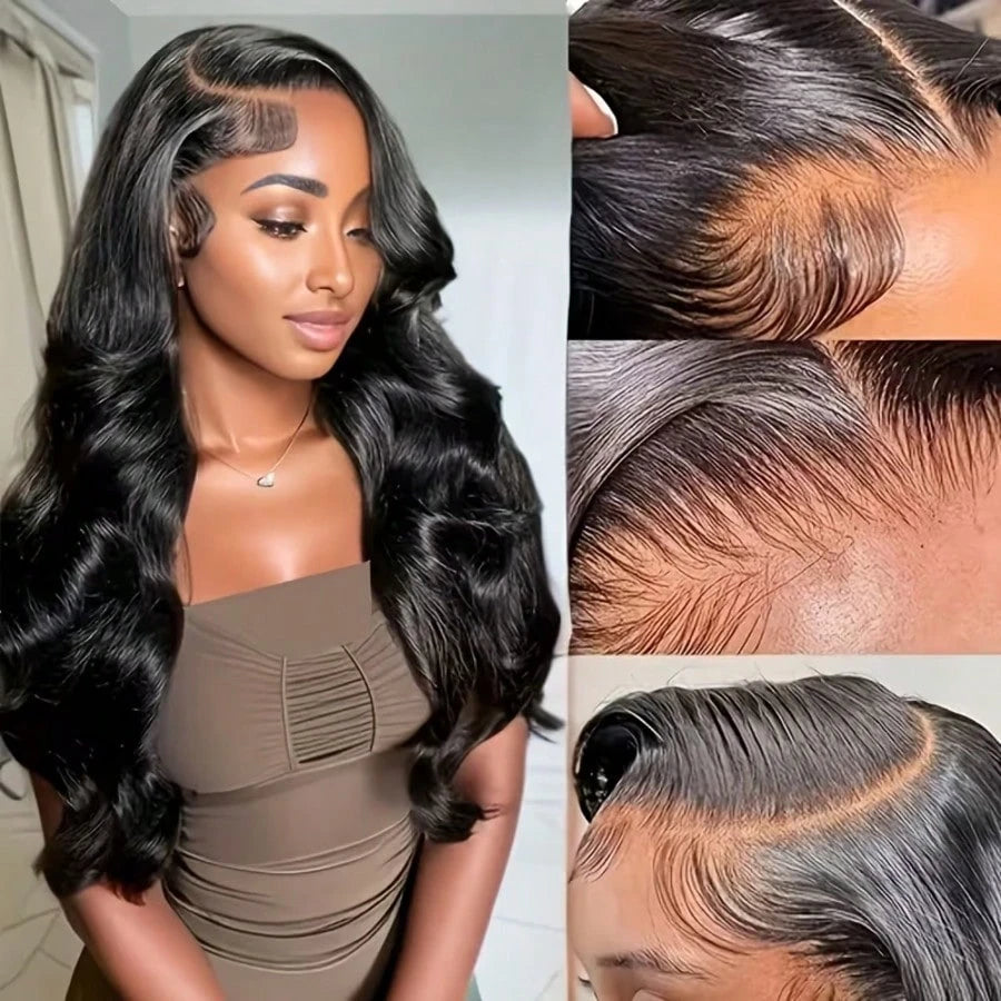 KGIFH 30 40 Inch 13x6 Body Wave Lace Front Wigs Human Hair 250% Density Body Wave Lace Frontal Wigs Pre Plucked 15A Brazilian Virgin HD Transparent Glueless Human Hair Wig For Women Ear To Ear Long Ha