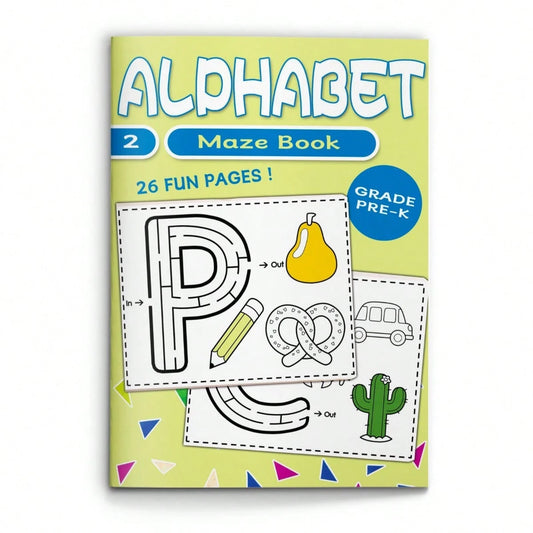 Kids Alphabet Maze Practice Notebook, Letter Path And ABC Activity Workbook For Preschool Learning, Letter Recognition And Fine Motor Skills