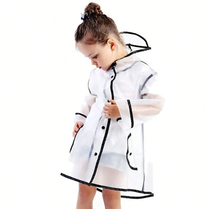 Kids Boys Girls Rain Coat Waterproof Hooded Protective Poncho Jacket With Pockets 1-10 Years