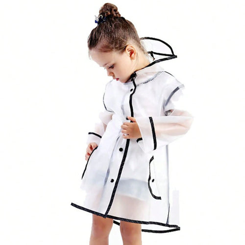 Kids Boys Girls Rain Coat Waterproof Hooded Protective Poncho Jacket With Pockets 1-10 Years