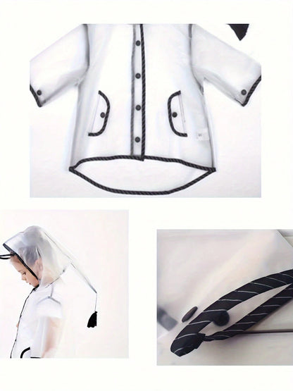 Kids Boys Girls Rain Coat Waterproof Hooded Protective Poncho Jacket With Pockets 1-10 Years