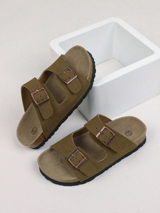 Kids Open Toe Strap Sandals With Soft Cork Insole, Casual Summer Flat Sandals For Boys And Girls