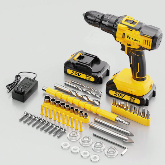 KITESDER 20V Brushless Power Drill Driver,25+1 Clutch Settings,0-2500RPM Variable Speed,Electric Screwdriver With LED Light For Woodworking And DIY Projects
