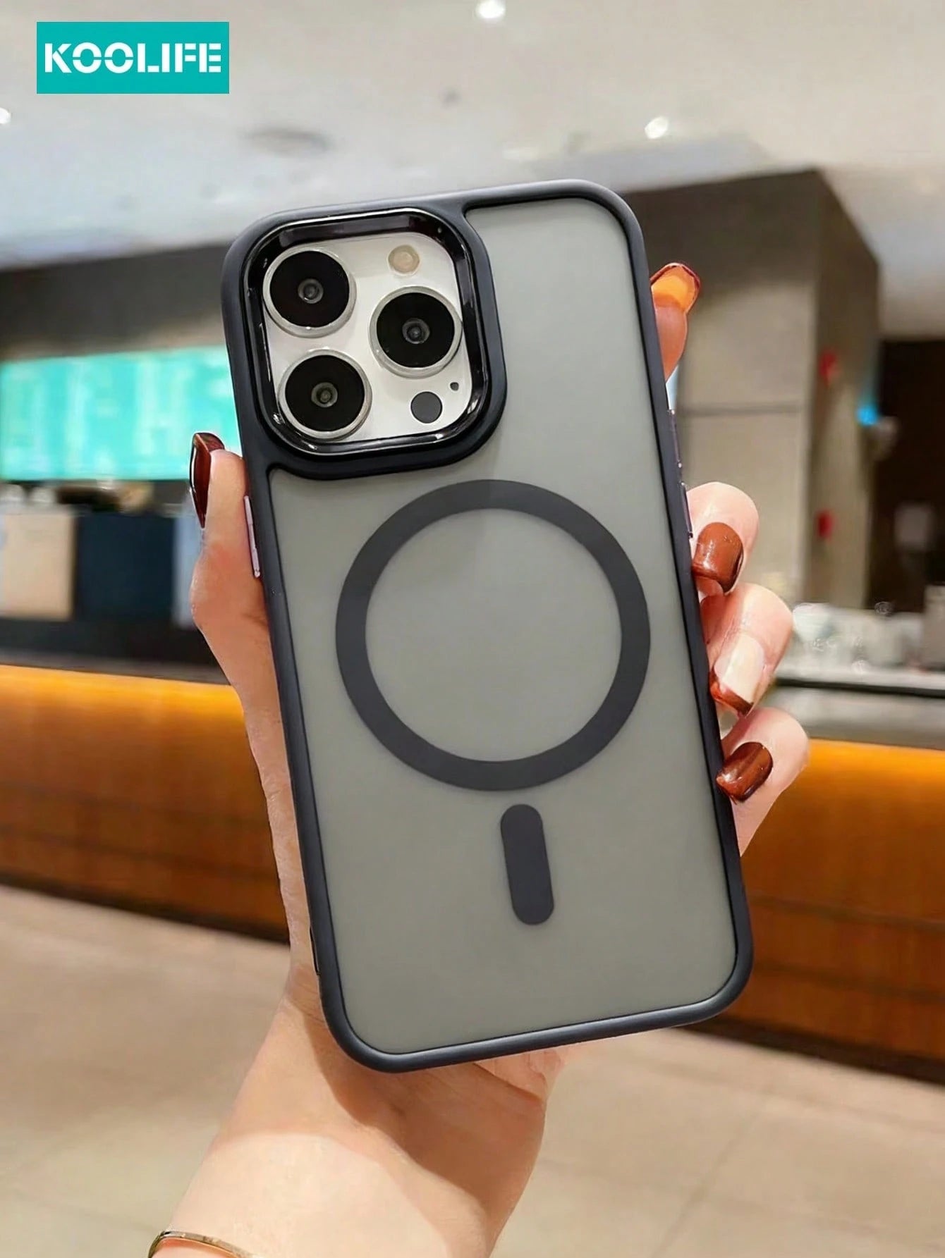 Koolife Mechanical Protective Case Compatible With Apple Phone 17proMax, Supports Magnetic Wireless Charging, Tactile Pressure Feel, Mysterious Polished Sand Visual, Anti-Slip Dual Material Combinatio