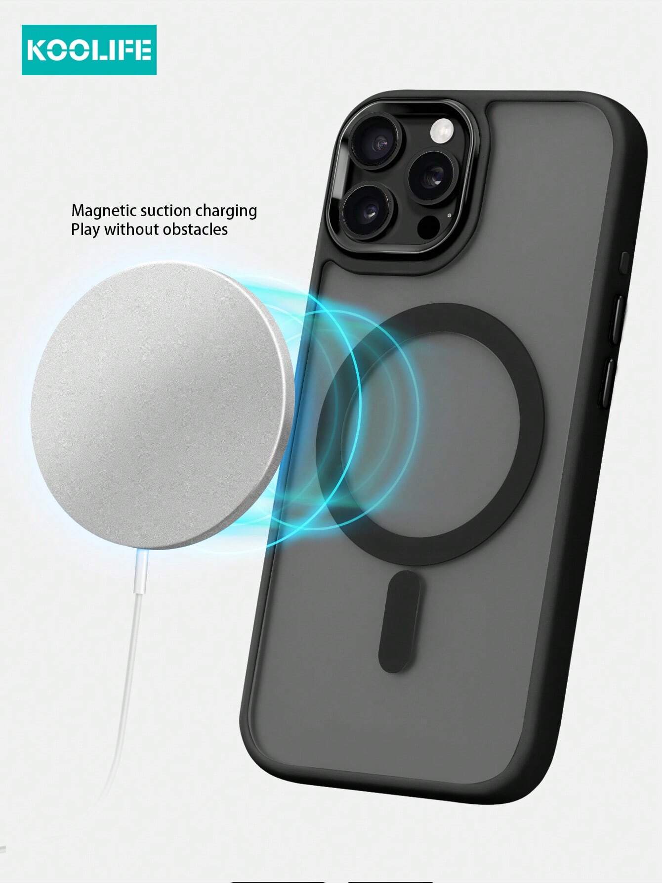 Koolife Mechanical Protective Case Compatible With Apple Phone 17proMax, Supports Magnetic Wireless Charging, Tactile Pressure Feel, Mysterious Polished Sand Visual, Anti-Slip Dual Material Combinatio