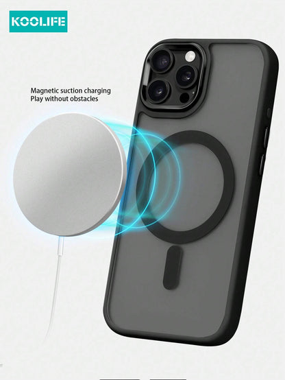 Koolife Mechanical Protective Case Compatible With Apple Phone 17proMax, Supports Magnetic Wireless Charging, Tactile Pressure Feel, Mysterious Polished Sand Visual, Anti-Slip Dual Material Combinatio