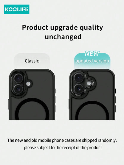 Koolife Mechanical Protective Case Compatible With Apple Phone 17proMax, Supports Magnetic Wireless Charging, Tactile Pressure Feel, Mysterious Polished Sand Visual, Anti-Slip Dual Material Combinatio