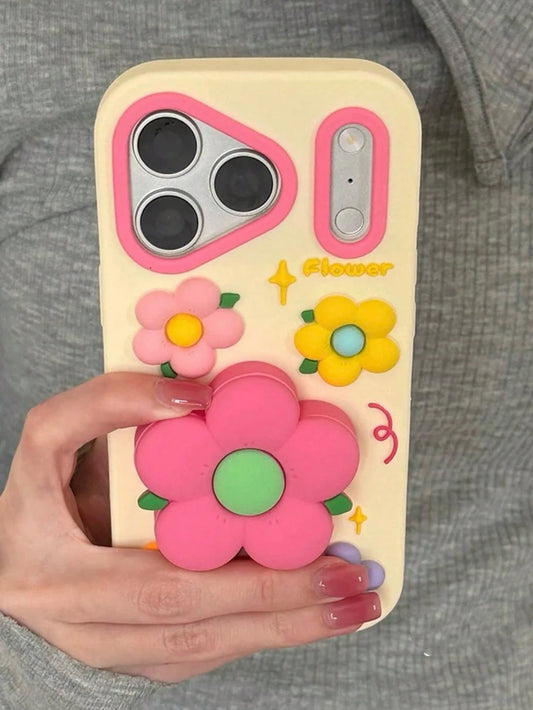 Korean Style Floral 3D Expandable Phone Case, Full Coverage Shockproof Protective Cover For IPhone 17 Pro Max, 16, 15, Personalized Creative Design
