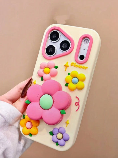 Korean Style Floral 3D Expandable Phone Case, Full Coverage Shockproof Protective Cover For IPhone 17 Pro Max, 16, 15, Personalized Creative Design