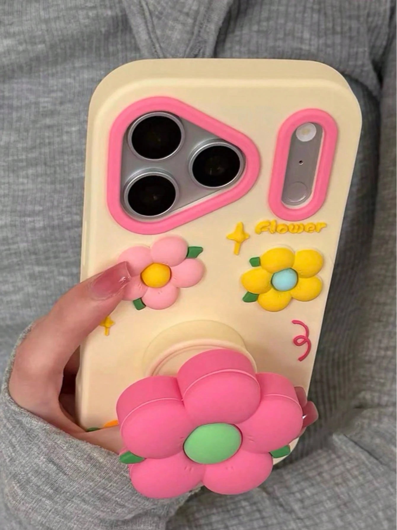 Korean Style Floral 3D Expandable Phone Case, Full Coverage Shockproof Protective Cover For IPhone 17 Pro Max, 16, 15, Personalized Creative Design