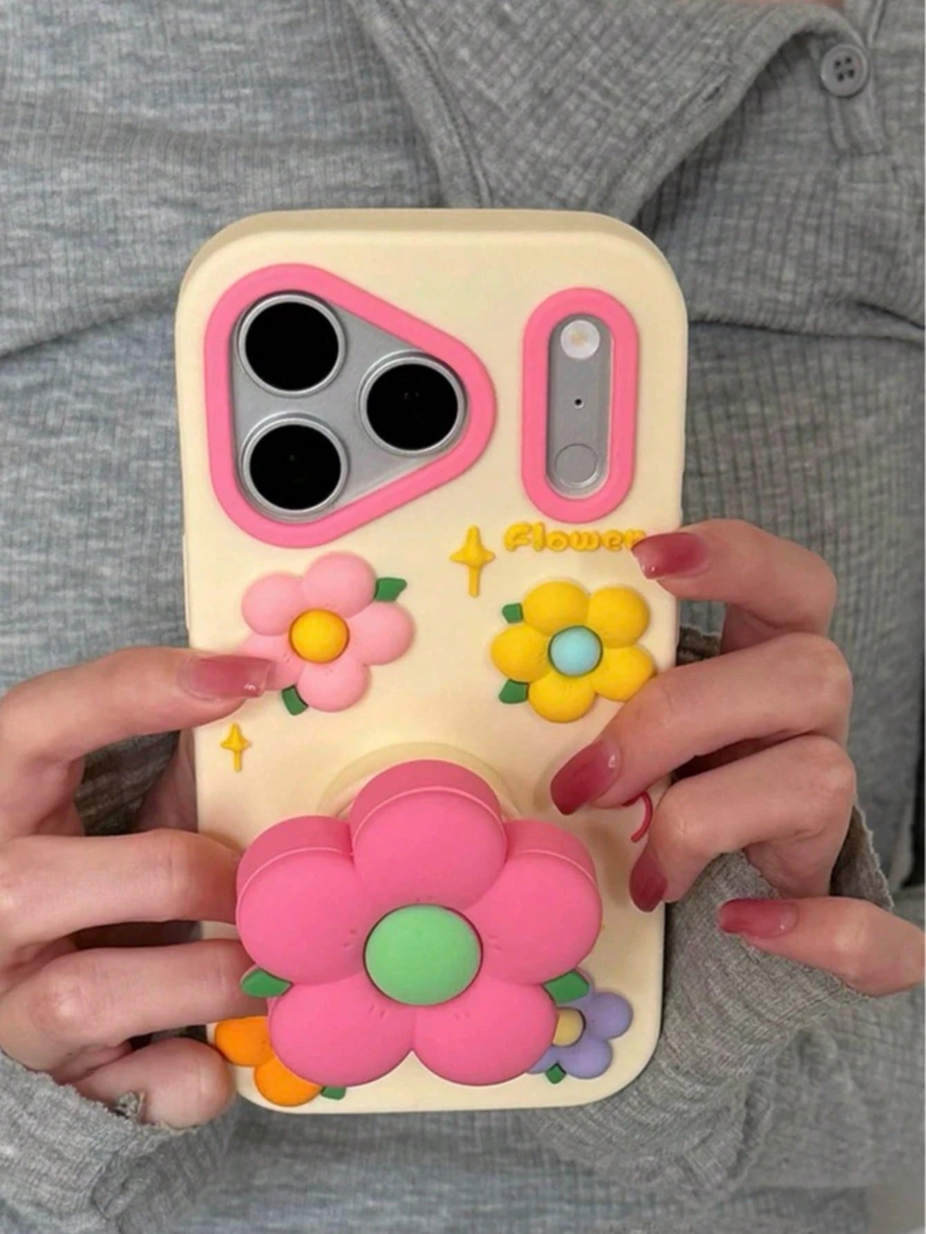 Korean Style Floral 3D Expandable Phone Case, Full Coverage Shockproof Protective Cover For IPhone 17 Pro Max, 16, 15, Personalized Creative Design