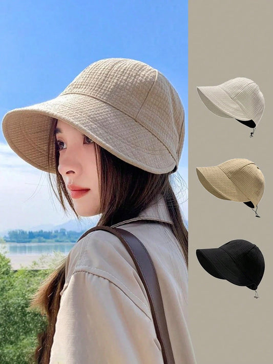 Ladies' Waffle Baseball Cap And Bucket Hat, Fashionable Sun Protection Beach Travel Sun Hat, Suitable For Wearing In Spring, Summer, And Autumn